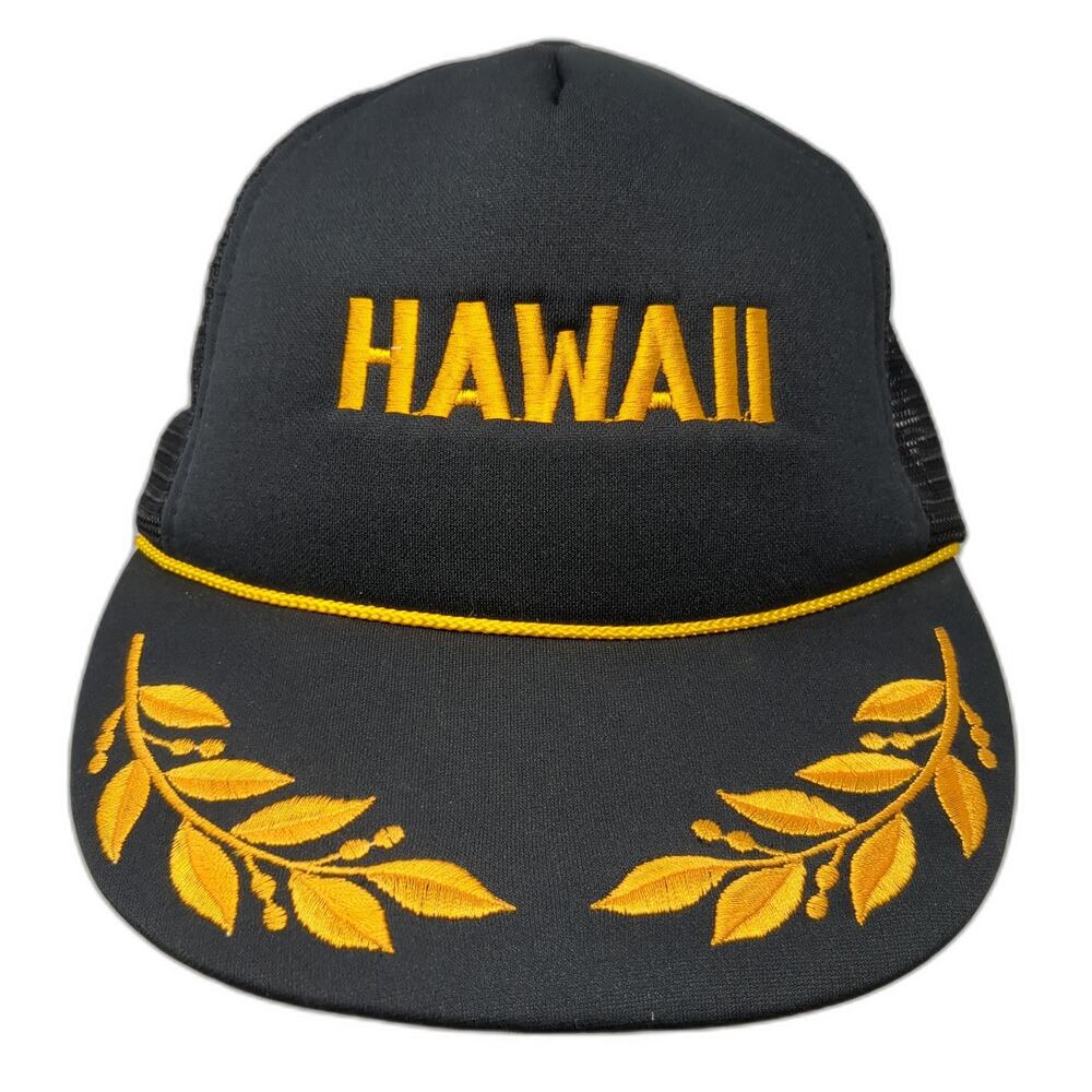 Hawaii Snapback Mesh Back Rope Trucker Hat Black One Size Embroidered